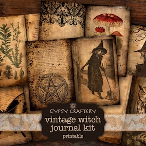 Kit diario vintage di streghe, download digitale, effimeri stregoneschi, forniture per diario di stregoneria, carta per album, esoterico, occulto