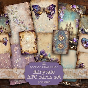 Cartões ATC de contos de fadas, cartões de diário de fantasia, itens mágicos, download digital, scrapbooking, caprichoso, encantado