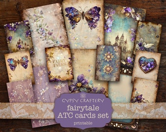 Fairytale ATC Cards, Fantasy Junk Journal Cards, Magical Ephemera, Digital Download, Scrapbooking, Whimsical, Enchanted