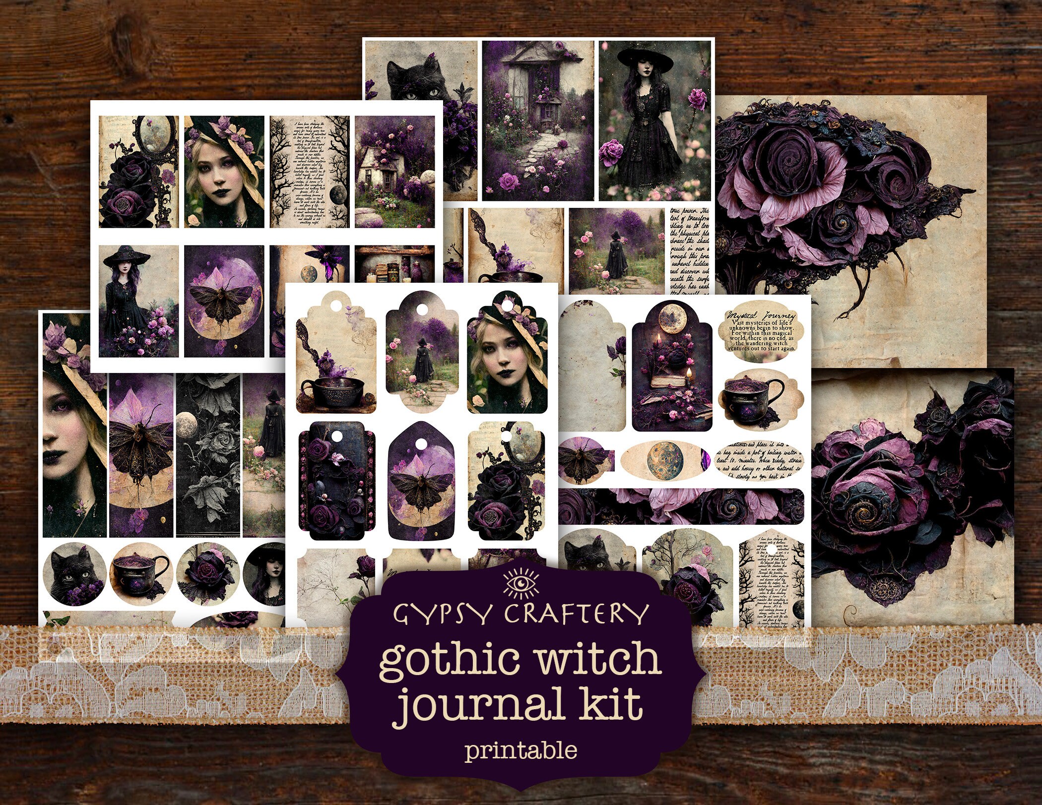 Gothic Witch Junk Journal Kit, Printable Ephemera (digital Download) - Etsy