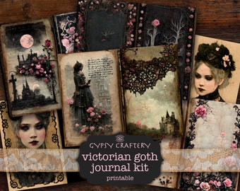 Victorian Goth Junk Journal Kit, Ephemera, ATC Cards (Digital Download)