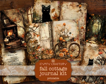 Herfst Cottagecore Junk Journal Kit, Herfst Ephemera (Digitale Download)