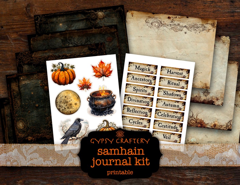 Samhain Junk Journal Kit, Halloween Grimoire Printable (digital ...