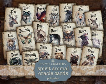 Cartes Oracle Spirit Animal : jeu de tarot divinatoire imprimable