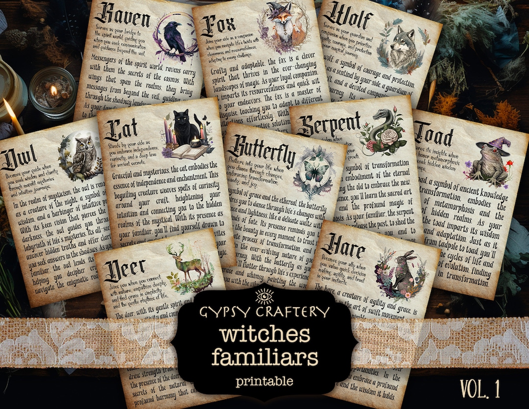 Witch Familiar Rabbit Witch Familiars Vol. 1: Printable Cards for Animal Spirit Guide ...