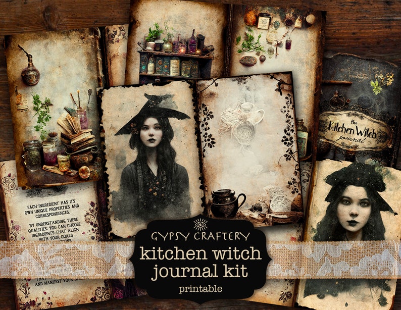 Kitchen Witch Junk Journal Kit, Printable Ephemera, BOS Pages (digital ...