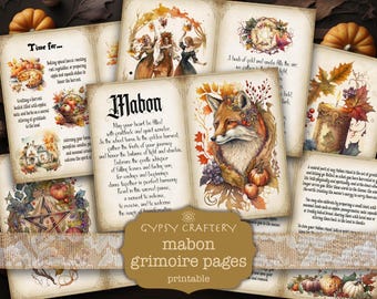 Mabon Grimoire Pages, Autumn Equinox Witchcraft (Printable Book Of Shadow Pages)