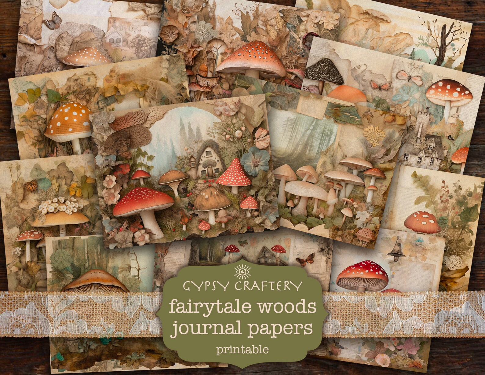 Fairytale Woods Junk Journal Papers, Enchanted Forest Printable ...
