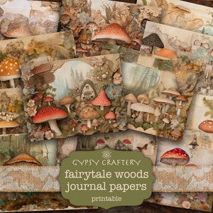 Fairytale Woods Junk Journal Papers, Printable Journal Pages, Collage Paper, Scrapbooking, Crafts, Enchanted Forest, Whimsical, Magic