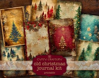 Puede incluir: Un kit digital imprimible de 10 páginas de diario con temática navideña vintage. Las páginas presentan una variedad de diseños, que incluyen árboles, estrellas y copos de nieve. Las páginas son perfectas para agregar un toque de encanto vintage a tus proyectos navideños.