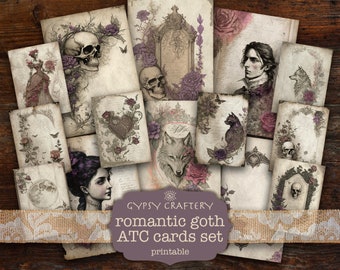 Romantic Goth ATC Cards, Gothic Ephemera, Junk Journal (Digital Download)