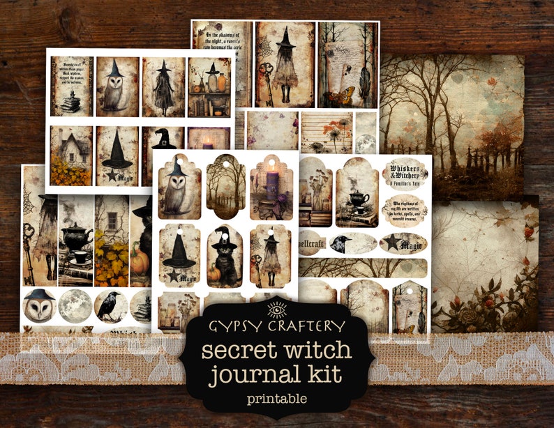 Secret Witch Junk Journal Kit, Printable Ephemera (digital Download) - Etsy