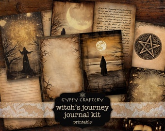 Witch's Journey Junk Journal Kit, Printable Ephemera (Digital Download)