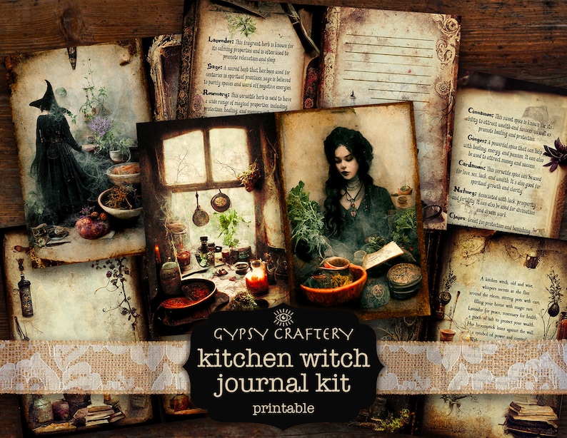 Kitchen Witch Junk Journal Kit, Printable Ephemera, BOS Pages (digital ...