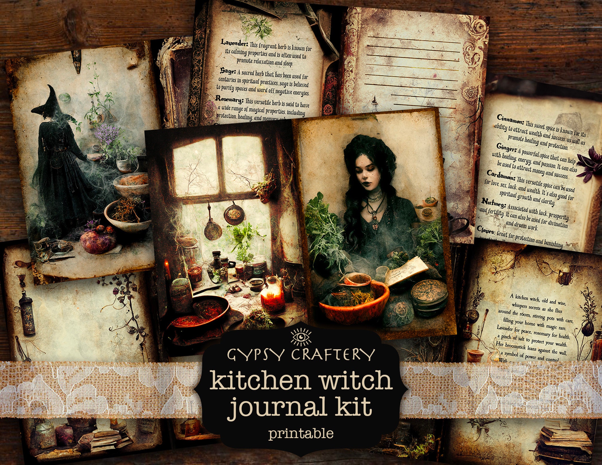 Kitchen Witch Junk Journal Kit, Printable Ephemera, BOS Pages (digital ...