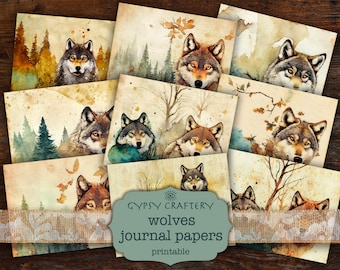 Wolves Junk Journal Pages, Wildlife Scrapbook Paper (Digital Download)