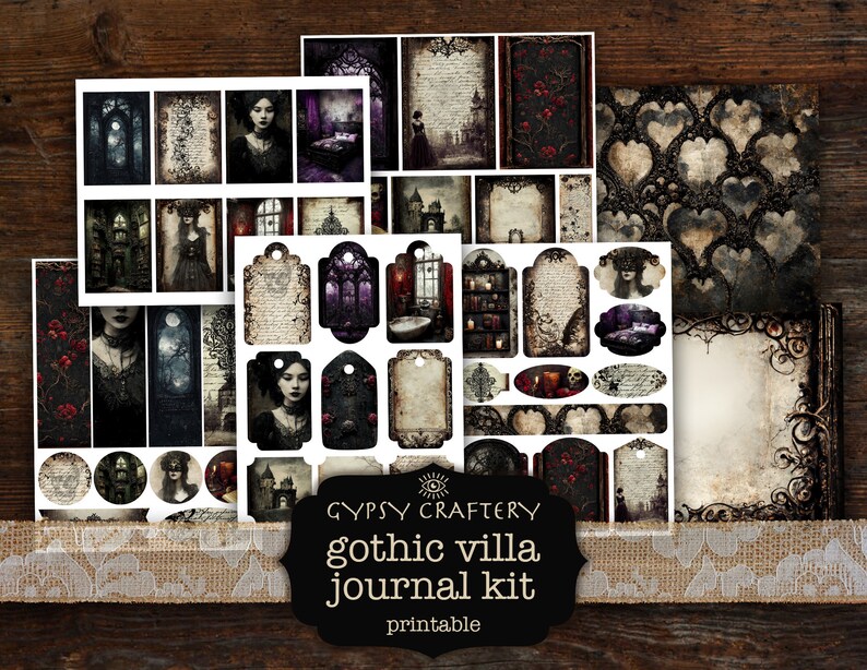 Gothic Villa Junk Journal Kit, Printable Ephemera (digital Download) - Etsy