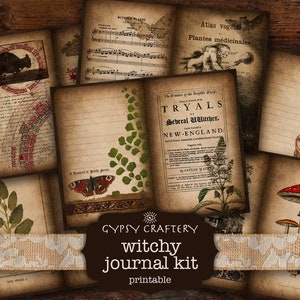 Witchy Junk Journal Kit, Printable Grimoire Pages, Paper Pack, Ephemera, Scrapbook, Collage, Witchcraft, Wicca