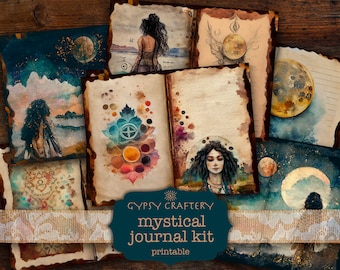 Mystisches Junk Journal Kit, Ephemera, Scrapbook Papier (Digital Kit)