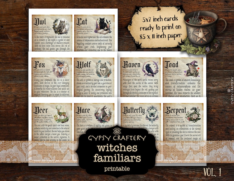 Witch Familiar Rabbit Witch Familiars Vol. 1: Printable Cards for Animal Spirit Guide ...