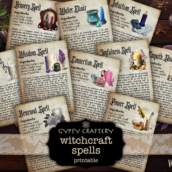 Witchcraft Spells, Grimoire Pages Printable, Book Of Shadows, Bos Pages, Spell Book, Witchcraft Supplies, Wicca Junk Journal, Digital