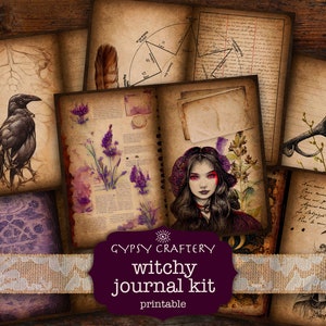 Witchy Junk Journal Kit, Witch Ephemera Pack, Printable, Scrapbook Supplies, Witchcraft, Wicca, Grimoire Pages, Digital Paper