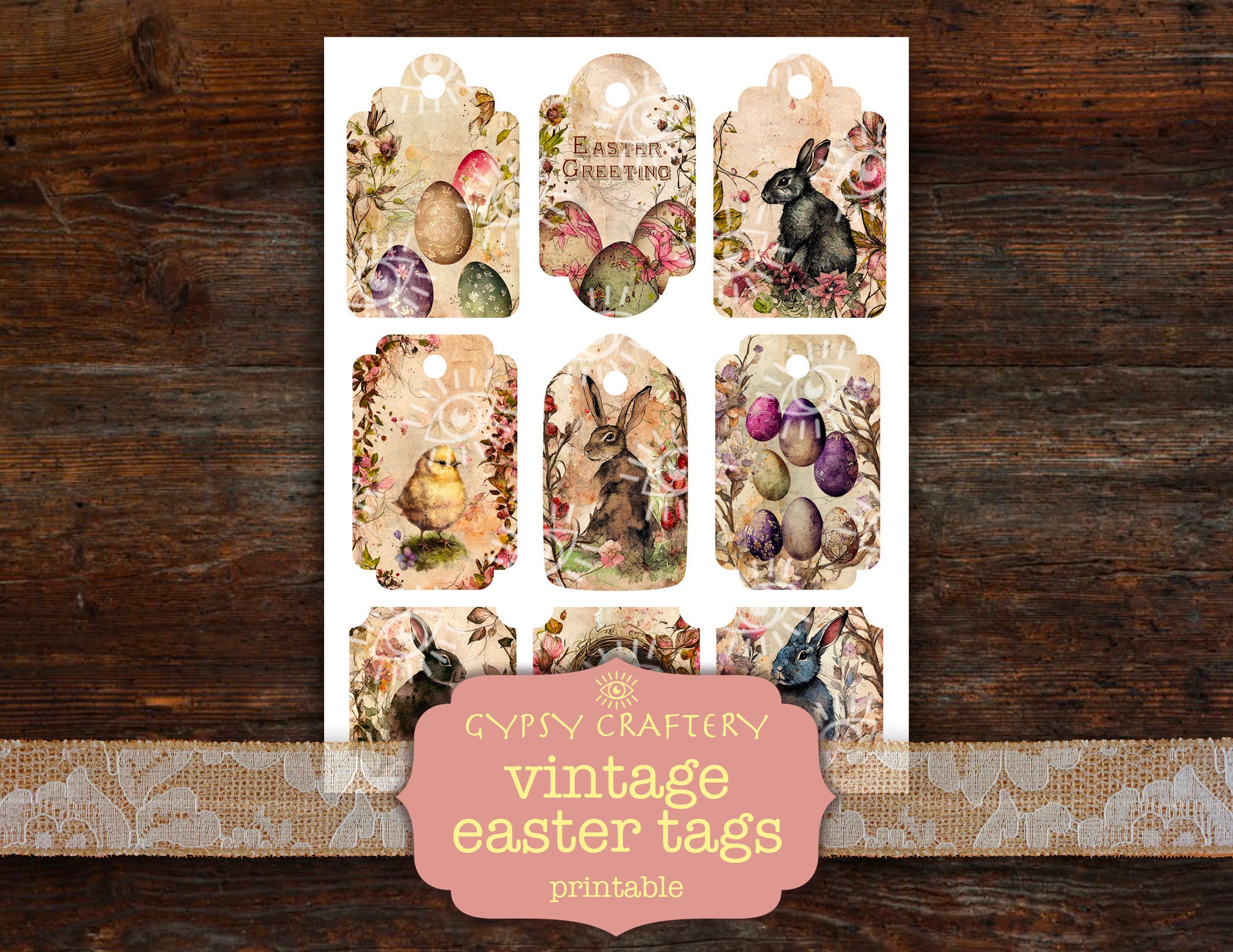 Vintage Easter Rabbit Tags, Printable Spring Ephemera (digital Download ...