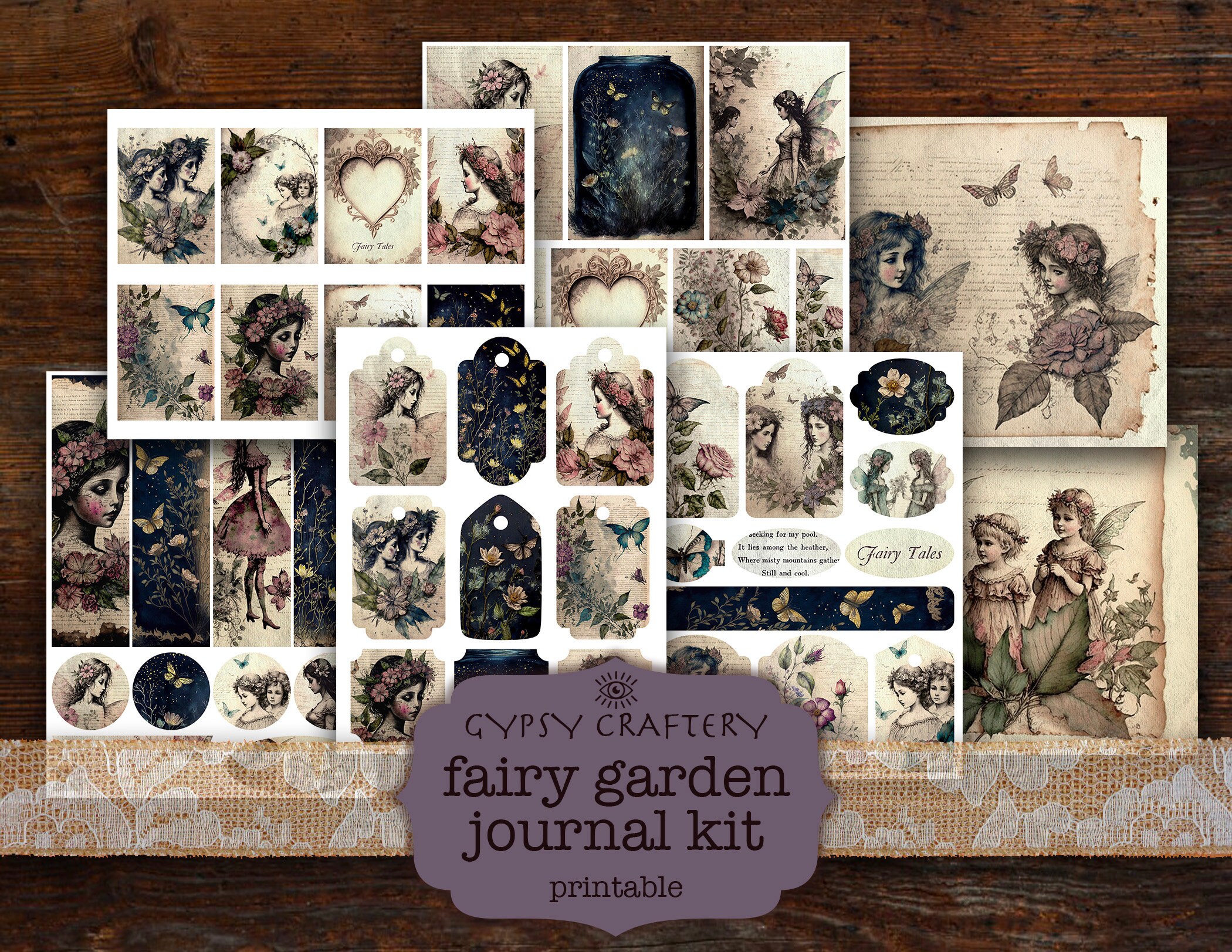 Fairy Garden Junk Journal Kit, Printable Ephemera, ATC Cards (digital ...