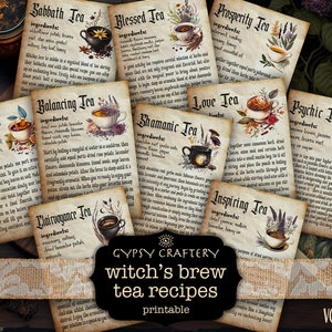 Witch’s Brew Tea Recipes, Printable Spell Book, Book of Shadows, Digital Grimoire, Witchcraft Pages, Herbal Tea, Witchy Journal