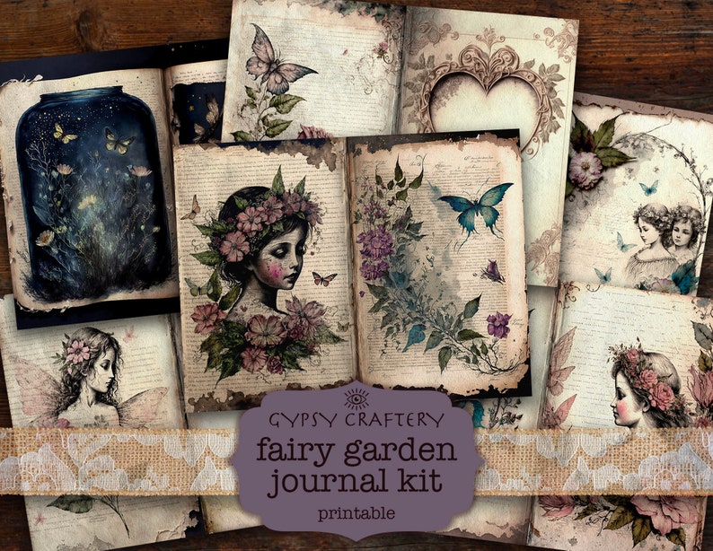 Fairy Garden Junk Journal Kit, Printable Ephemera, ATC Cards (digital ...