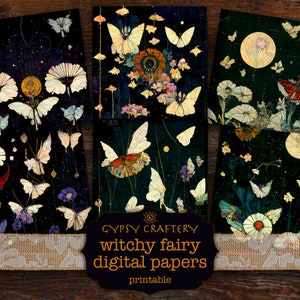 Witchy Fairy Digital Paper Pack, Schmetterling Digital Paper, digitaler Download, bedruckbares Papier, Scrapbook-Papier