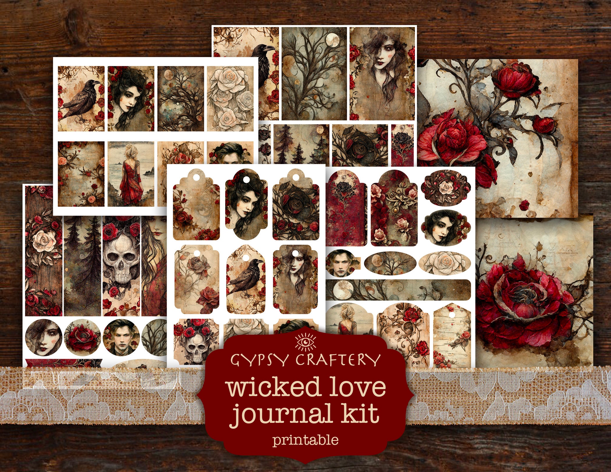 Wicked Love Junk Journal Kit Digital Download Gothic Journal Etsy