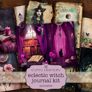 Eclectic Witch Junk Journal Kit, Witch Ephemera, Grimoire Printable Pages, Witches Journaling Supplies, Scrapbook, Digital Download