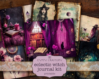 Eclectic Witch Junk Journal Kit, Grimoire Ephemera (Digital Download)