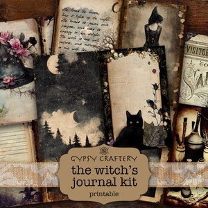Kit diario di cianfrusaglie della strega, libro delle ombre, effimeri della strega, diario di Halloween, grimorio, diario di cianfrusaglie magiche, diario della stregoneria