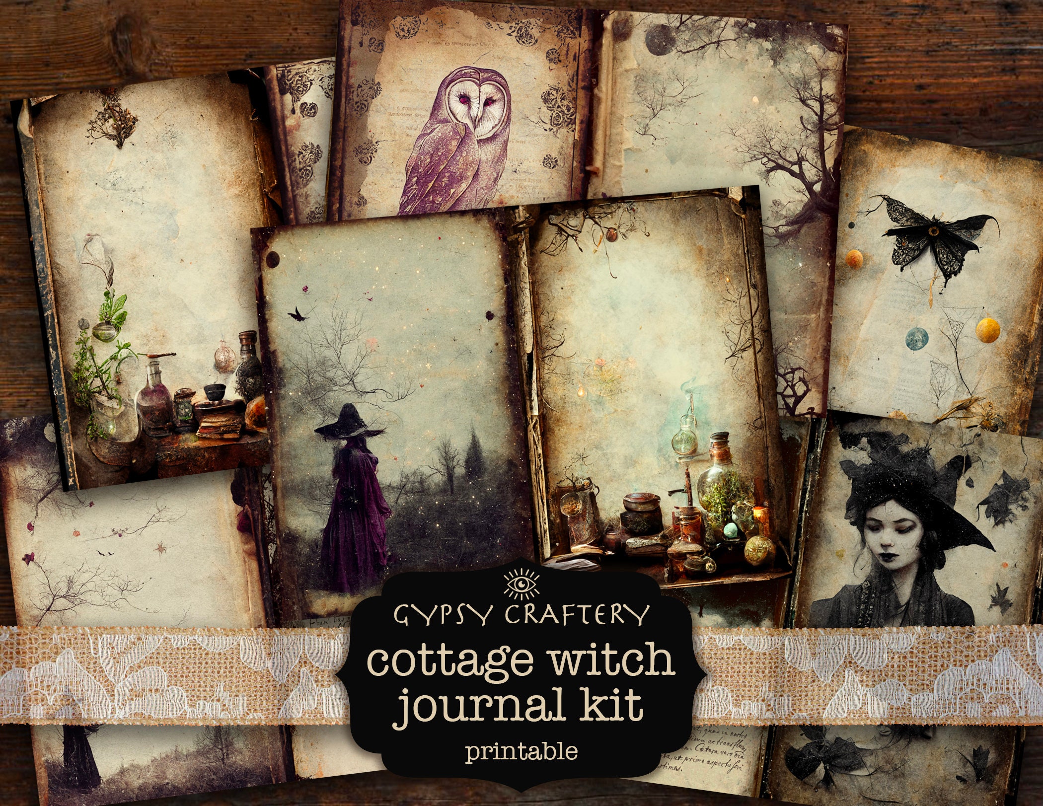 Cottage Witch Junk Journal Kit, Printable Ephemera (digital Download ...