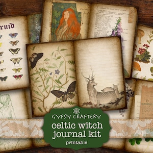 Celtic Witch Junk Journal Kit, Printable Grimoire Pages, Paper Pack, Ephemera, Scrapbook, Collage, Witchcraft, Wicca