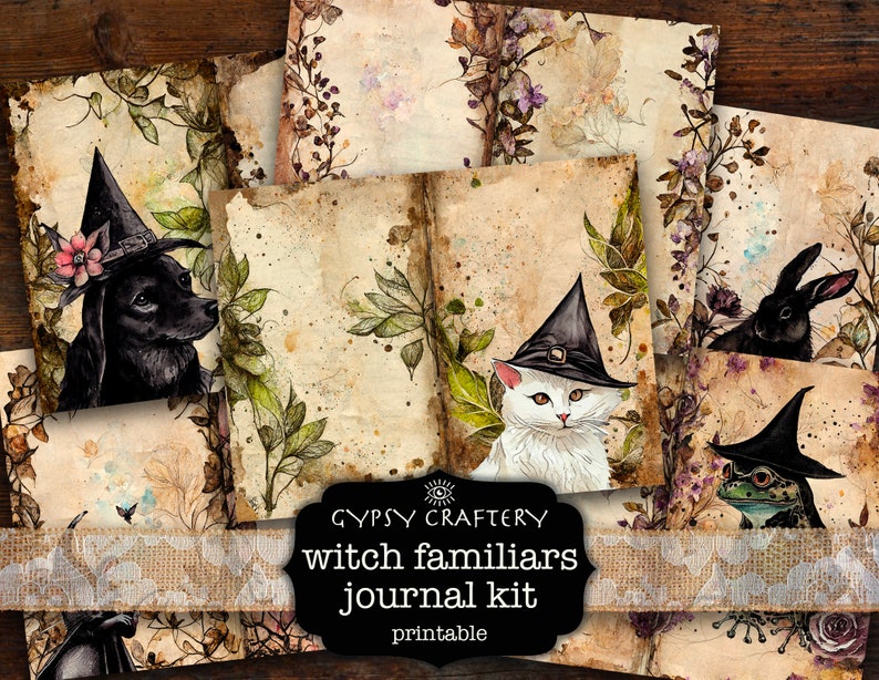 Witch Familiar Rabbit Witch Familiars Junk Journal Kit, Printable Ephemera (digital Download ...