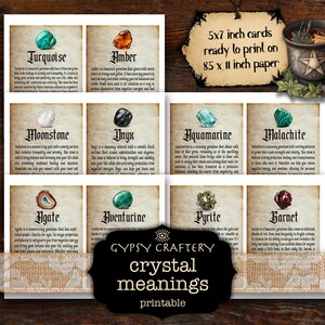 Printable Gemstone Cards, Crystal Properties Cards, Crystal Meaning ...