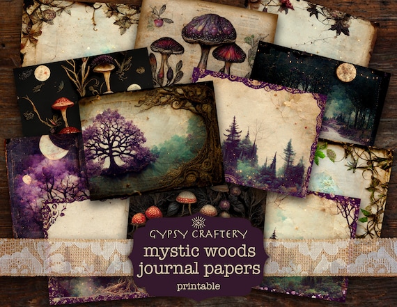 Mystic Woods Junk Journal Papers, Woodland Scrapbook (Printable)