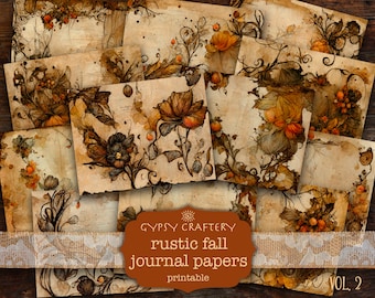 Rustieke herfstpagina's voor je junk journal, scrapbookpapier met herfstthema (digitale download)