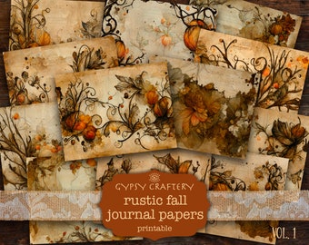 Rustieke herfstpagina's voor je junk journal, scrapbookpapier met herfstthema (digitale download)