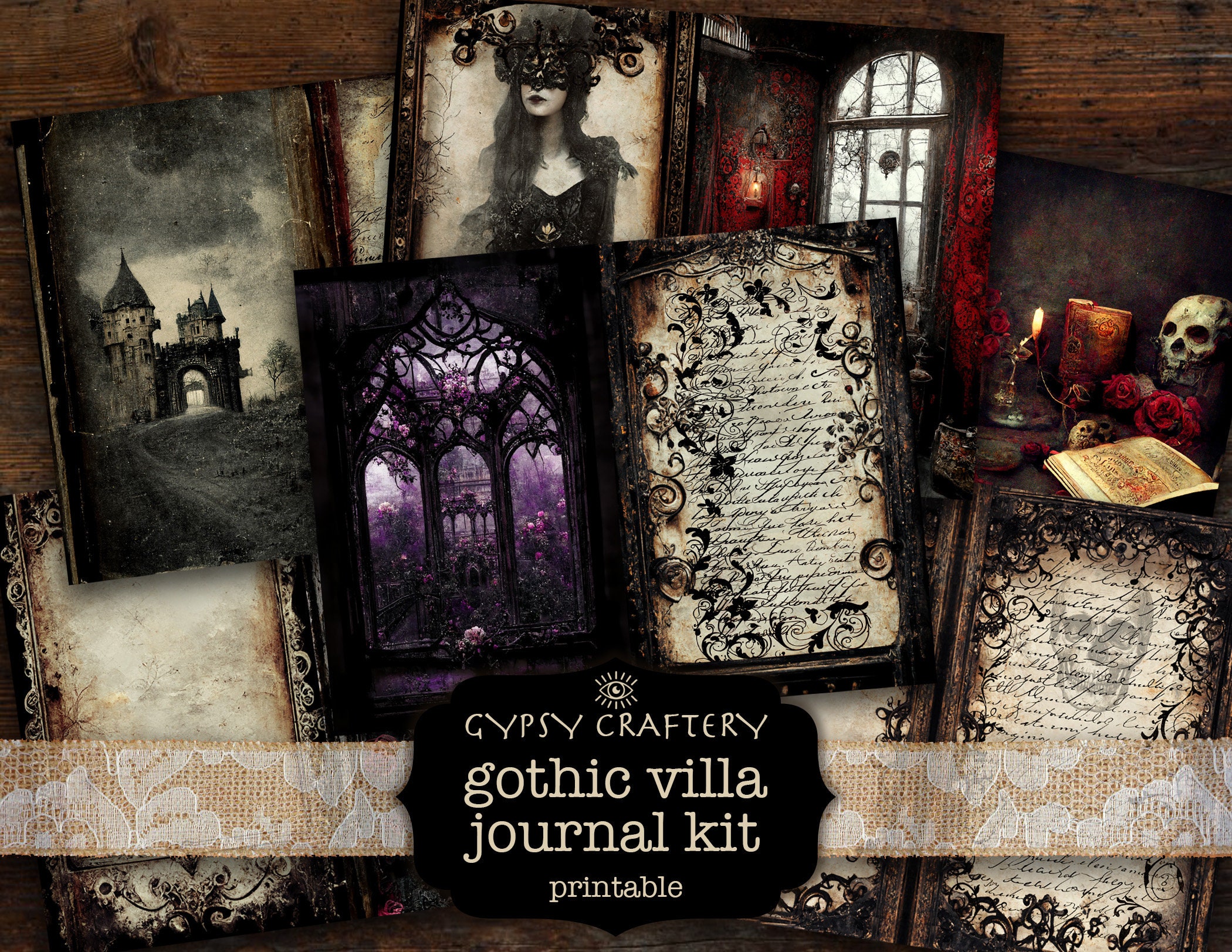 Gothic Villa Junk Journal Kit, Printable Ephemera (digital Download) - Etsy