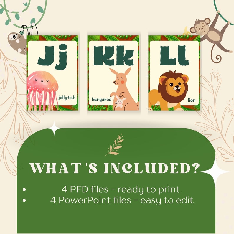 Jungle & Animal Alphabet Posters Editable Alphabet Letters Etsy