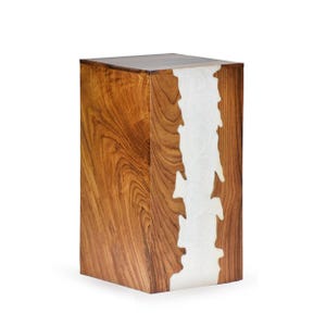 Houten urn voor menselijke as, personalisatie Houten urn van Indiaas palissander met witte epoxyhars, op maat gegraveerde crematie-urn