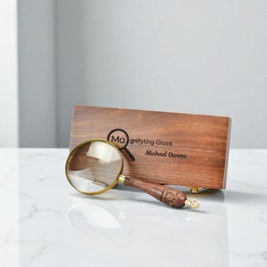 Handcrafted Wooden Magnifying Glass with Personalized Storage Box