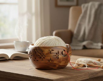 Personalized Wooden Yarn Bowl | Handmade Knitting Organizer