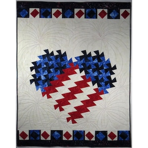 Patriotic Twisted Heart Quilt Pattern,  2-Page Pdf, Digital Download, Design Layout for use with TwisterSisters Twister Quilt Tools