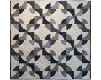 Blue & white handmade lap quilt that is beautiful enough to also be hung on the wall.