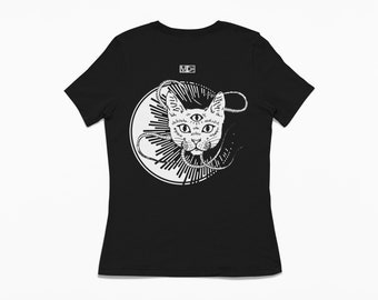 Goth Cat † Cat Tshirt † Witch Aesthetic † CAT EYE † Slim Fit T-Shirt MALOMBRA